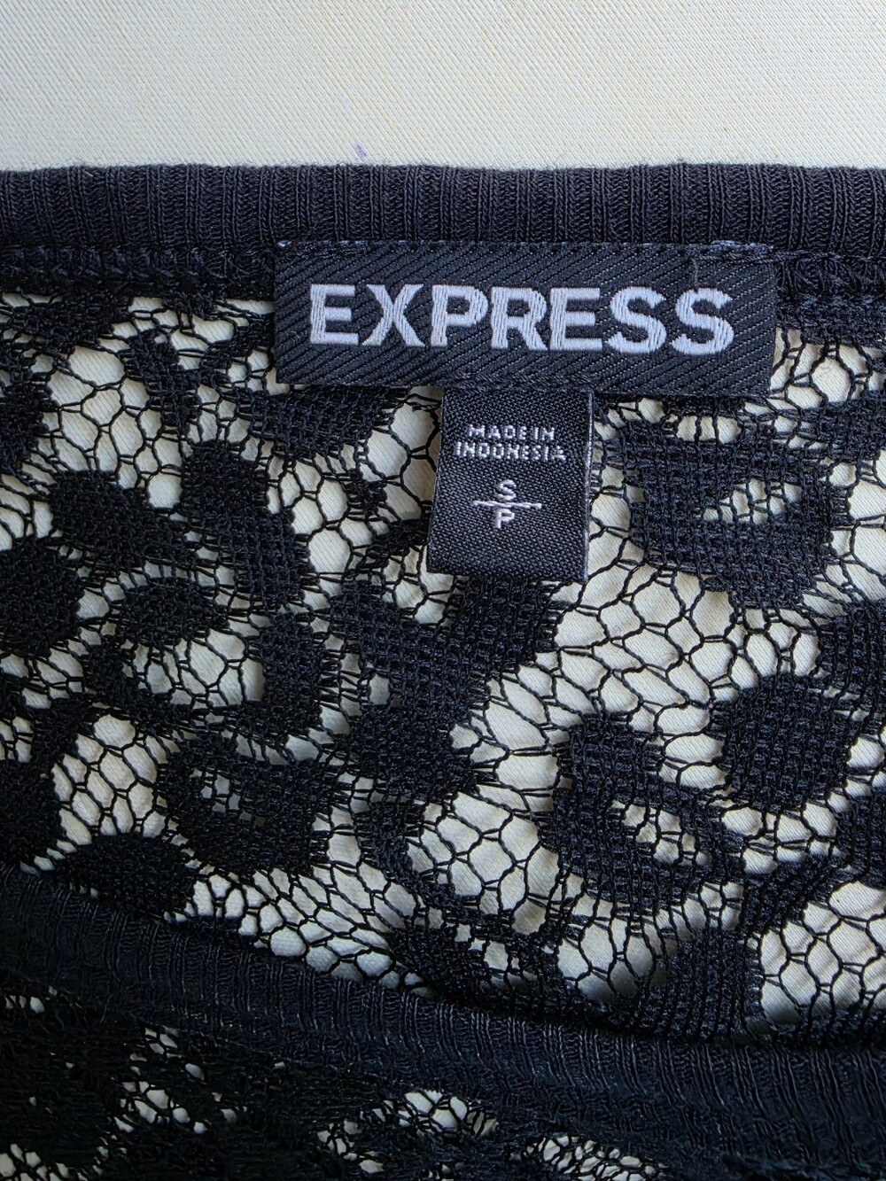 Express Black Lace Skull Tee with White Skull Detail - Picture 6 of 8